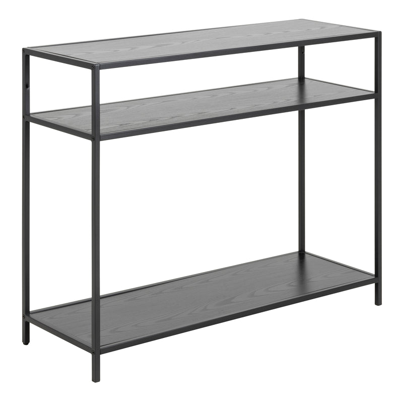 Seaford Console Table with 2 Shelves in Black — front view