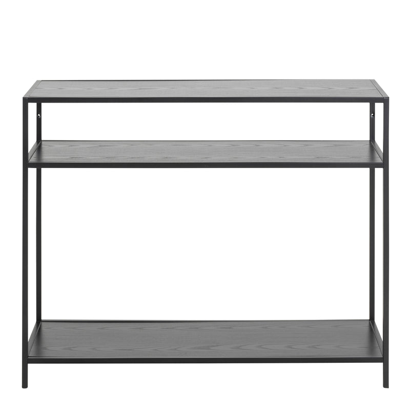 Seaford Console Table with 2 Shelves in Black — side angle