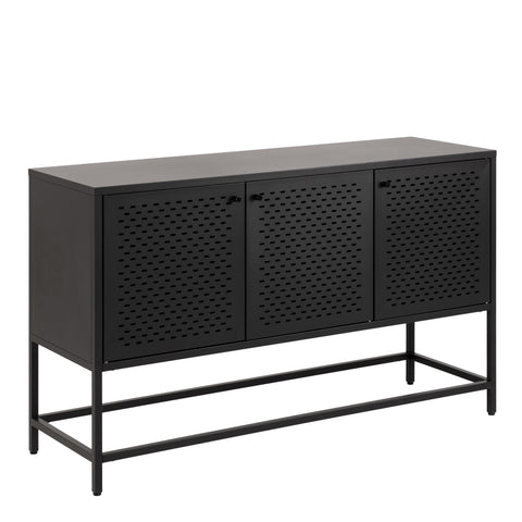 Newcastle 3 Door Raised Sideboard in Matt Black — front view