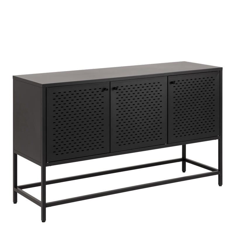 Newcastle 3 Door Raised Sideboard in Matt Black — front view