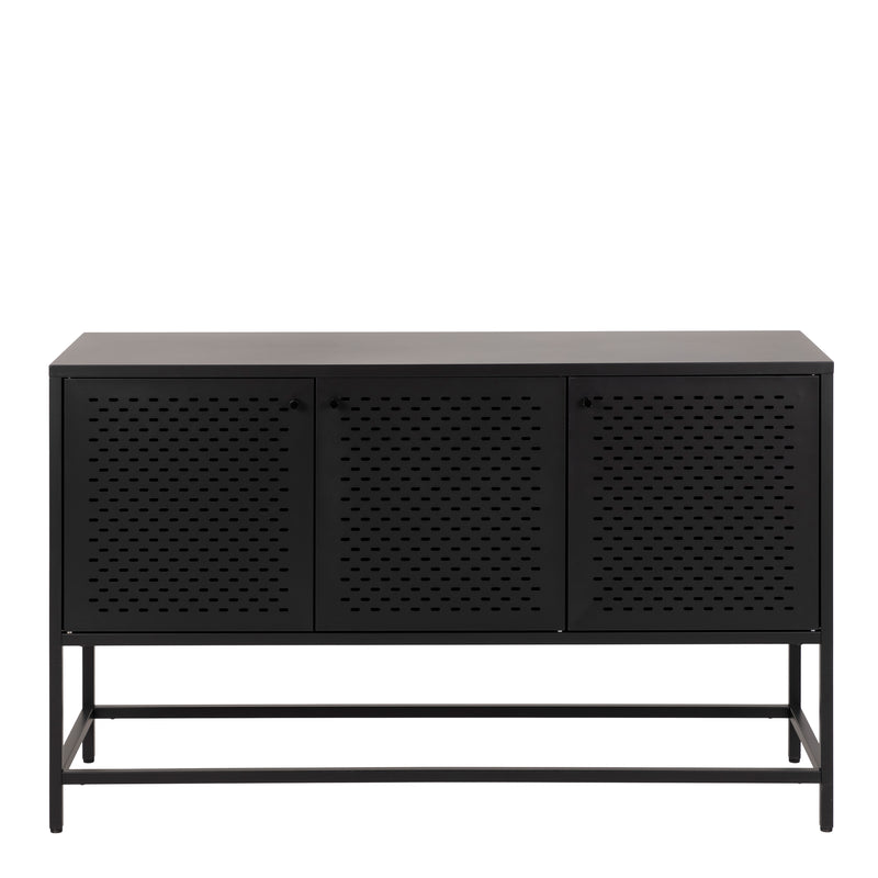 Newcastle 3 Door Raised Sideboard in Matt Black — side angle