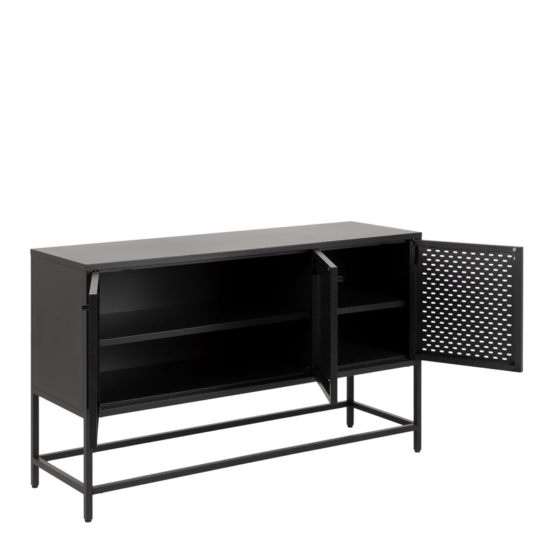 Newcastle 3 Door Raised Sideboard in Matt Black — alternative angle