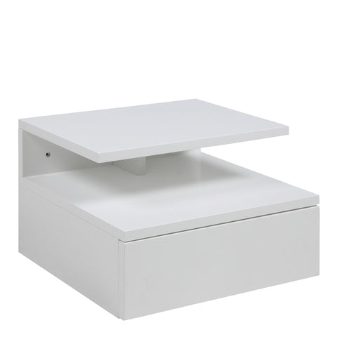 Ashlan Bedside Table with 1 Drawer in White — front view
