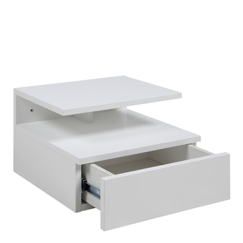 Ashlan Bedside Table with 1 Drawer in White — side angle