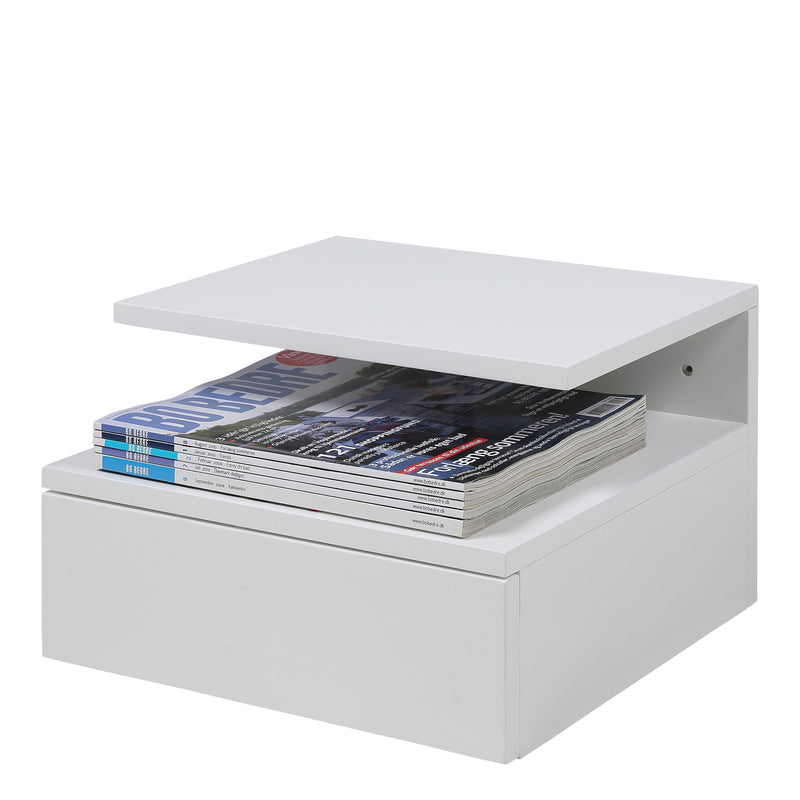 Ashlan Bedside Table with 1 Drawer in White — view