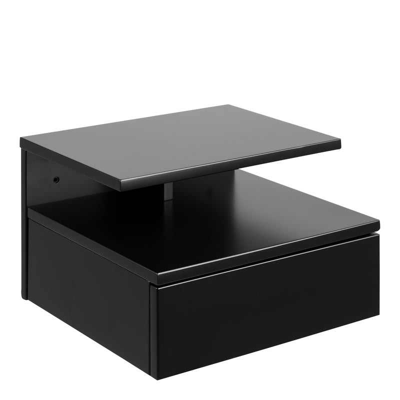 Ashlan Bedside Table with 1 Drawer in Black — front view