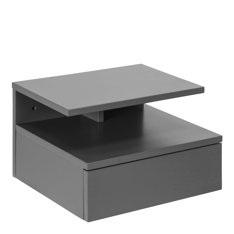 Ashlan Bedside Table with 1 Drawer in Grey — front view