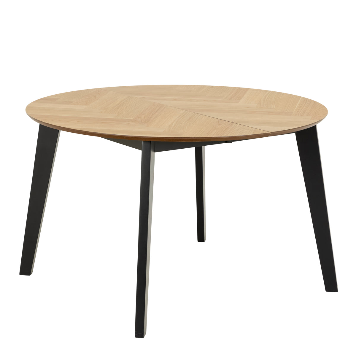 Georgetown Round Dining Table in Oak & Black — front view