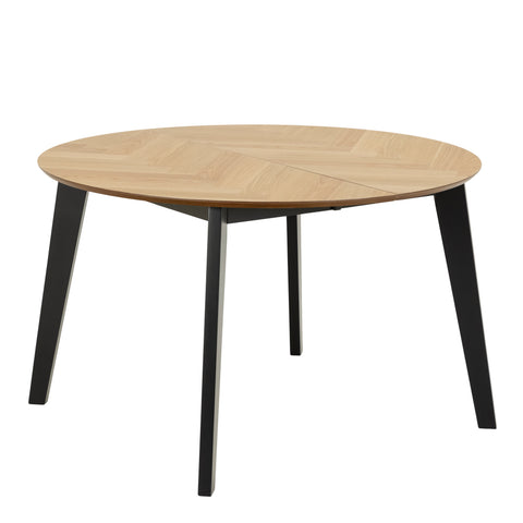 Georgetown Round Dining Table in Oak & Black — front view