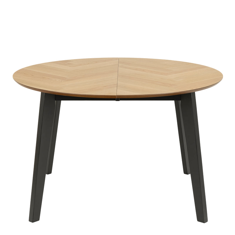Georgetown Round Dining Table in Oak & Black — side angle