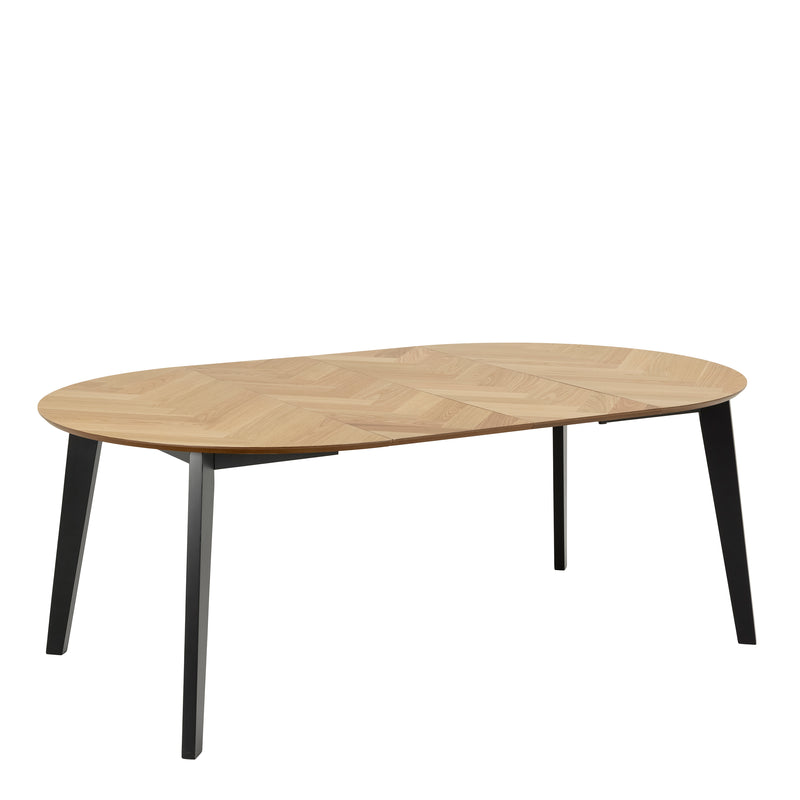 Georgetown Round Dining Table in Oak & Black — detail view