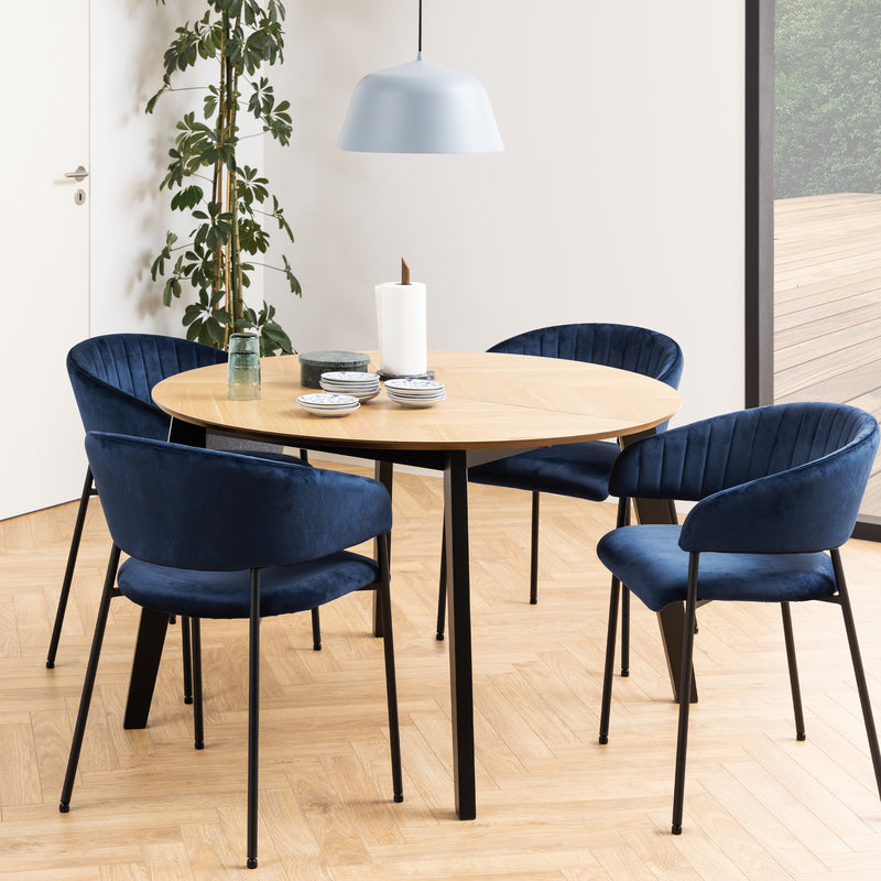Georgetown Round Dining Table in Oak & Black — alternative angle