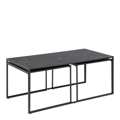 Infinity Square/Coffee Table Setin Matt Black Set of 3 — front view