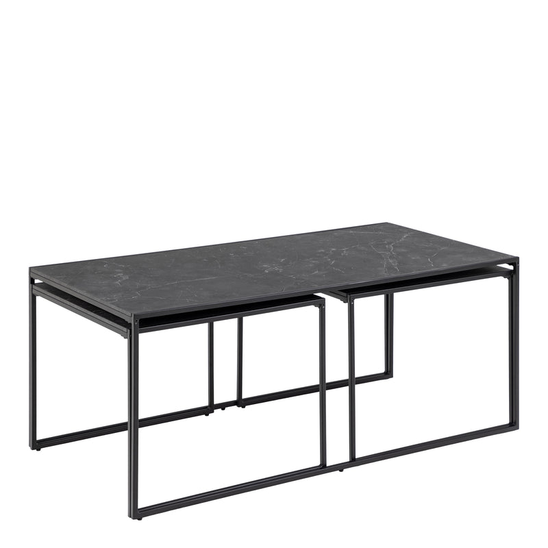 Infinity Square/Coffee Table Setin Matt Black Set of 3 — front view