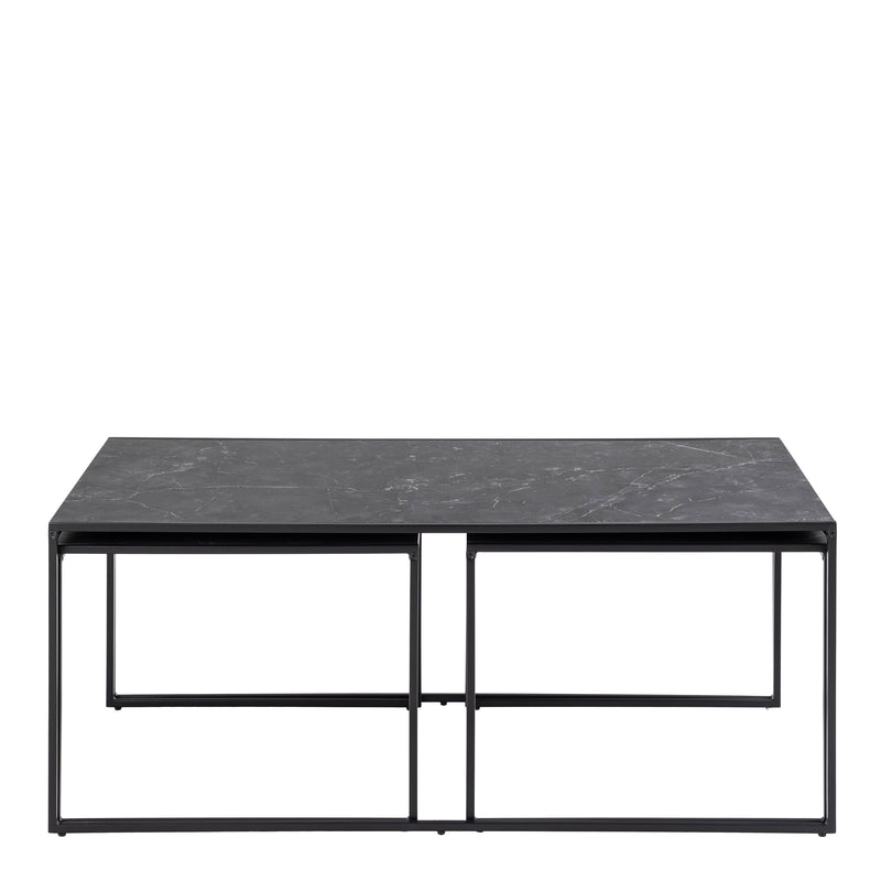 Infinity Square/Coffee Table Setin Matt Black Set of 3 — side angle