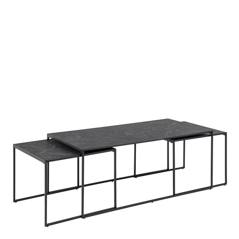 Infinity Square/Coffee Table Setin Matt Black Set of 3 — detail view