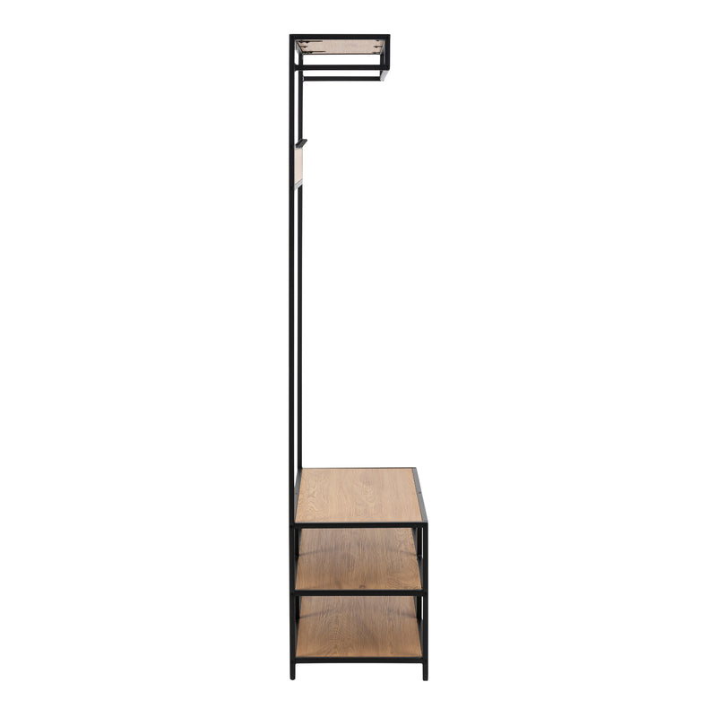 Seaford Clothes Rack with 3 Shelves in Black and Oak — detail view