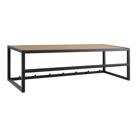 Seaford Black Metal Coat Rack with Oak Top — front view