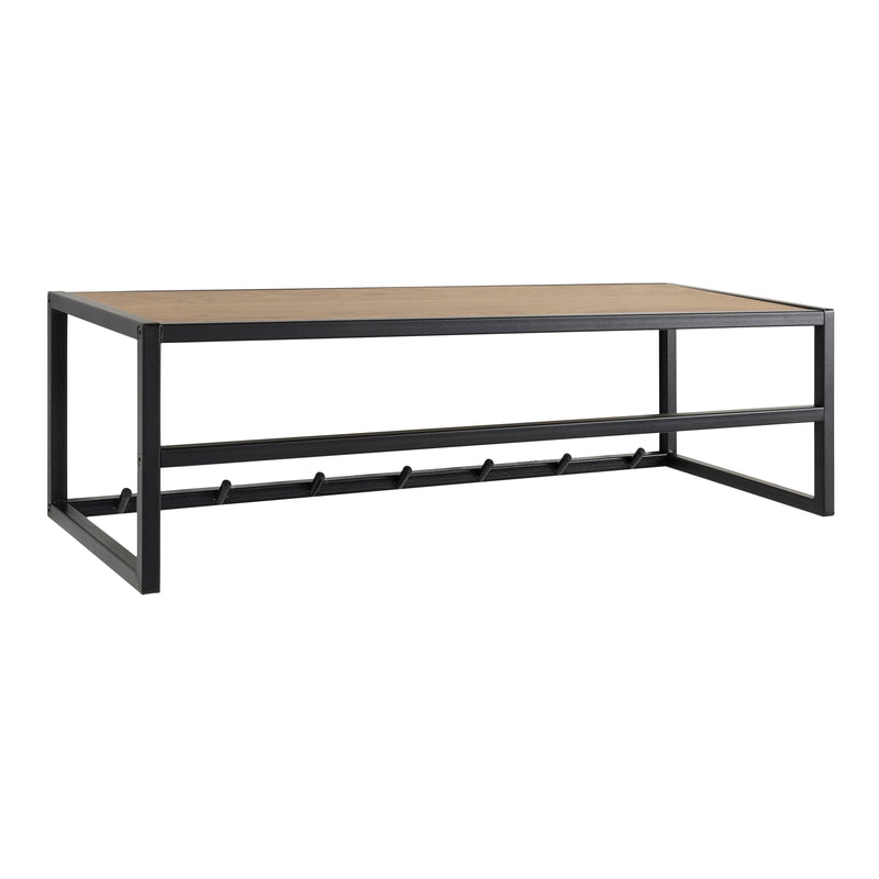 Seaford Black Metal Coat Rack with Oak Top — front view