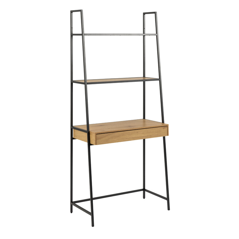 Seaford Bookcase with 1 Drawer in Black and Oak — front view