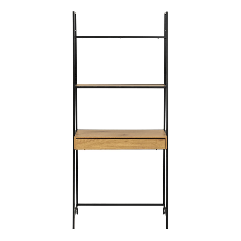Seaford Bookcase with 1 Drawer in Black and Oak — side angle