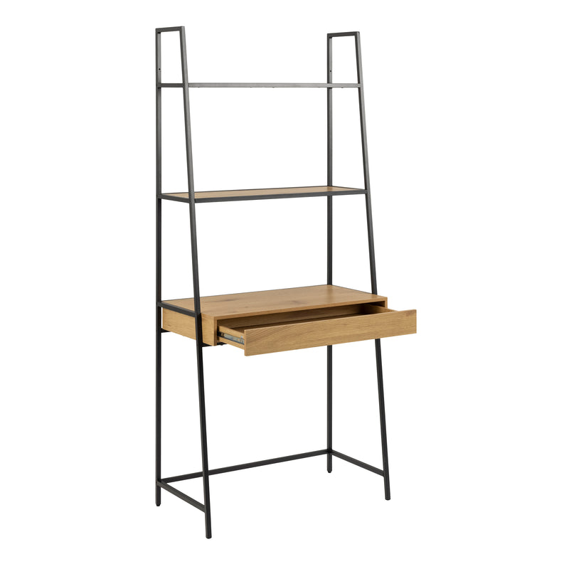 Seaford Bookcase with 1 Drawer in Black and Oak — alternative angle