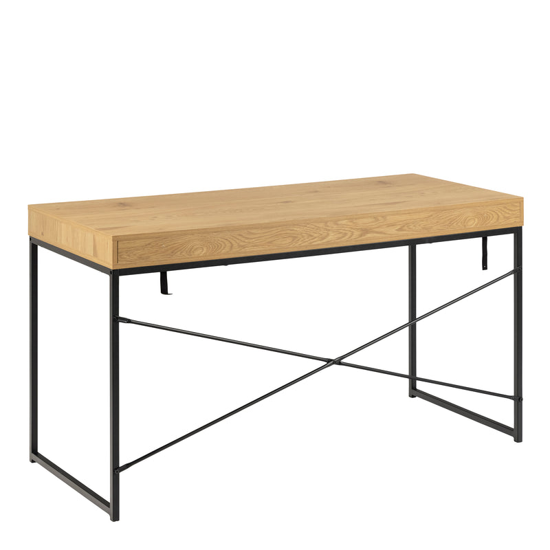 Seaford Office Desk with 1 Drawer in Black and Oak — detail view