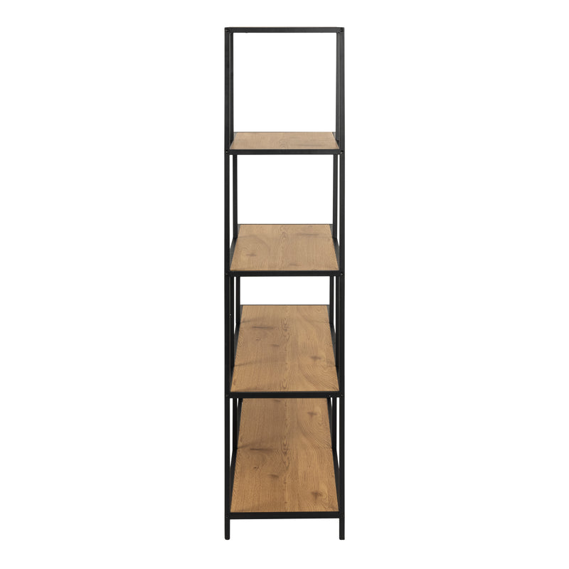 Seaford Bookcase with 4 Shelves in Black and Oak — detail view