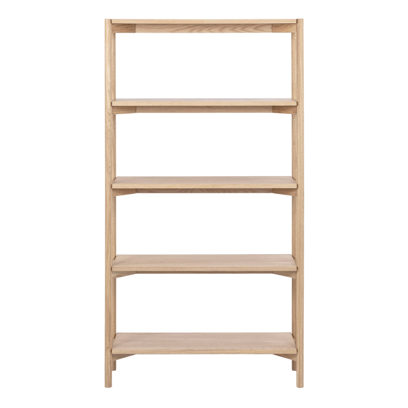 Braidwood Bookcase with 4 Shelves in White Oak Veneer — side angle
