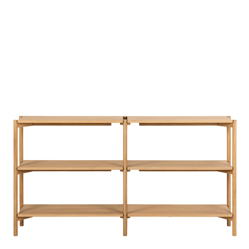 Braidwood Bookcase with 4 Shelves in Oak — side angle