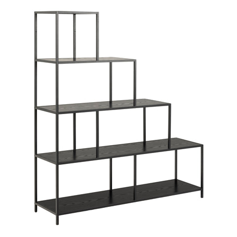Seaford Bookcase with 4 Shelves in Black — front view
