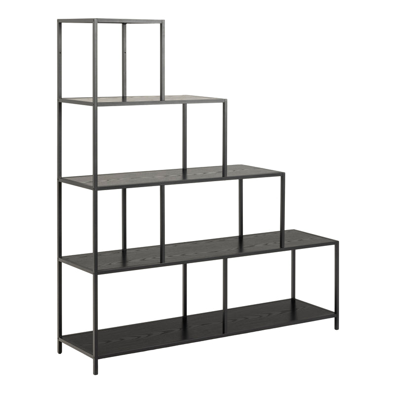Seaford Bookcase with 4 Shelves in Black — front view