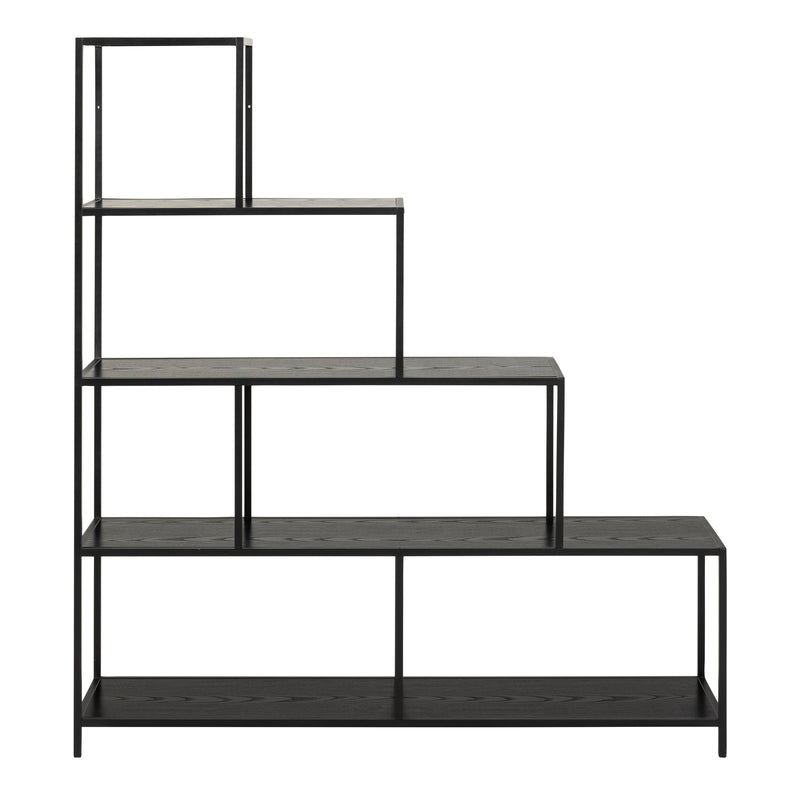 Seaford Bookcase with 4 Shelves in Black — side angle
