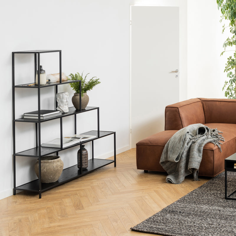 Seaford Bookcase with 4 Shelves in Black — alternative angle