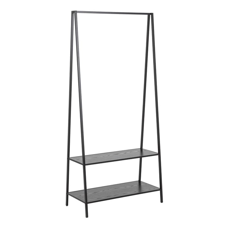 Seaford Clothes Rack with 2 shelves in Black — front view