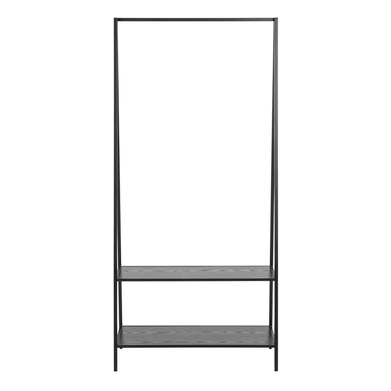 Seaford Clothes Rack with 2 shelves in Black — side angle