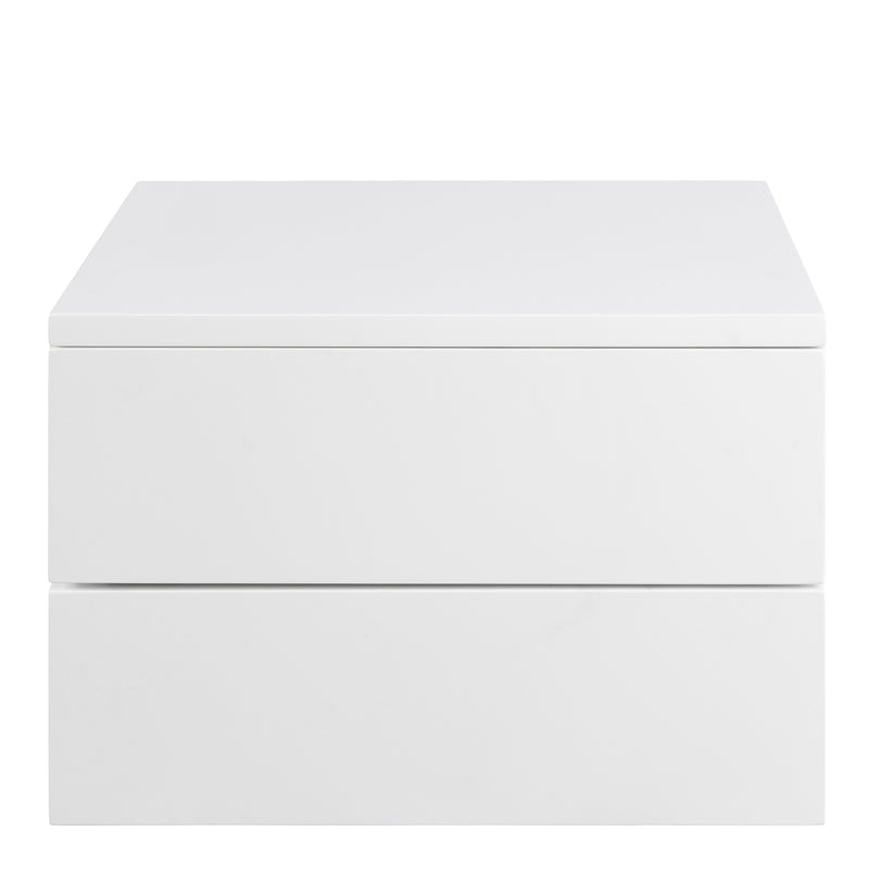 Avignon Bedside Table with 2 Drawers in White — side angle