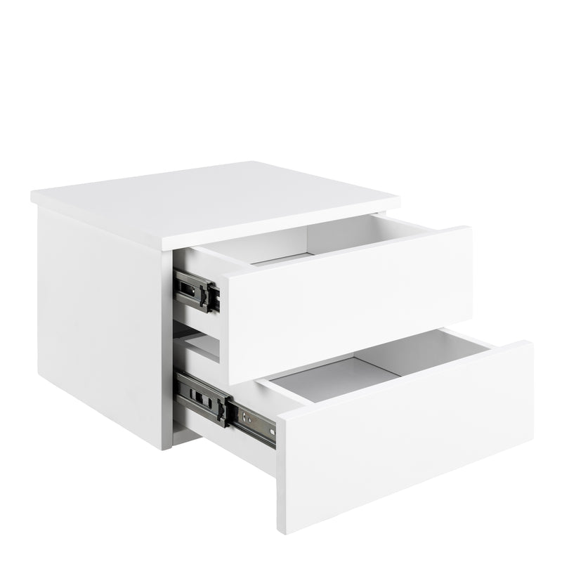 Avignon Bedside Table with 2 Drawers in White — alternative angle
