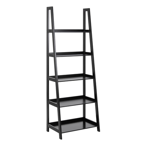 Wally Bookcase with 5 Shelves in Black — front view