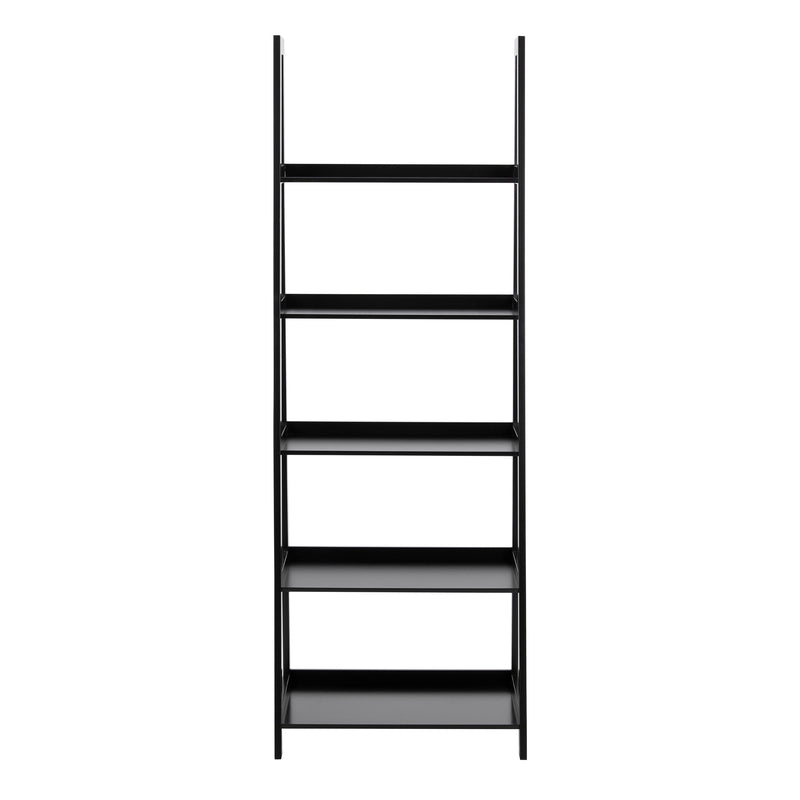 Wally Bookcase with 5 Shelves in Black — side angle