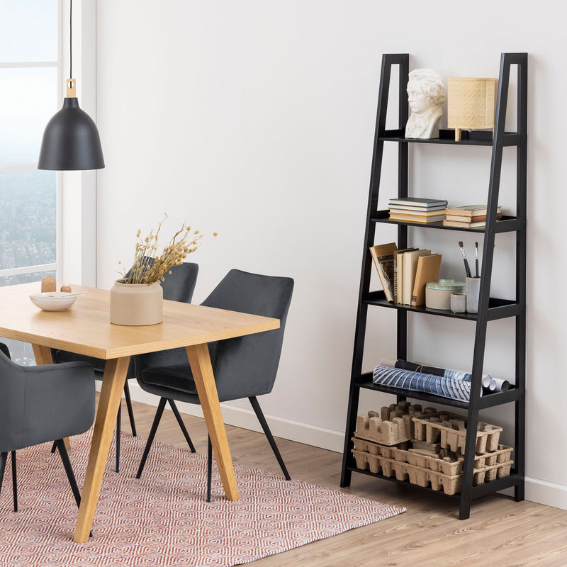 Wally Bookcase with 5 Shelves in Black — alternative angle