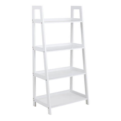 Wally Bookcase with 4 Shelves in White — front view