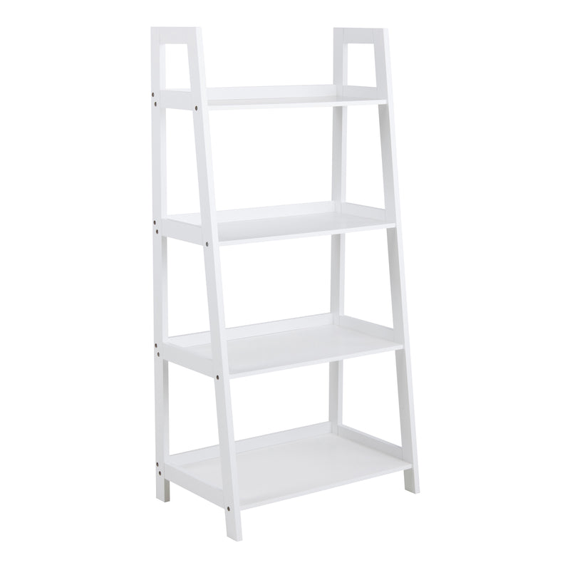 Wally Bookcase with 4 Shelves in White — front view