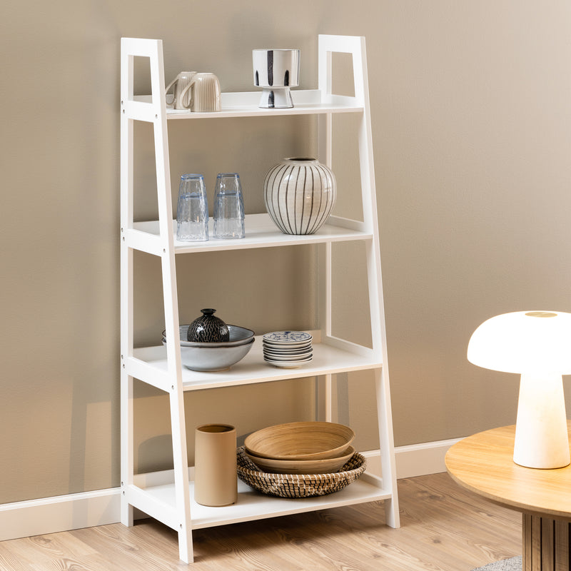 Wally Bookcase with 4 Shelves in White — alternative angle
