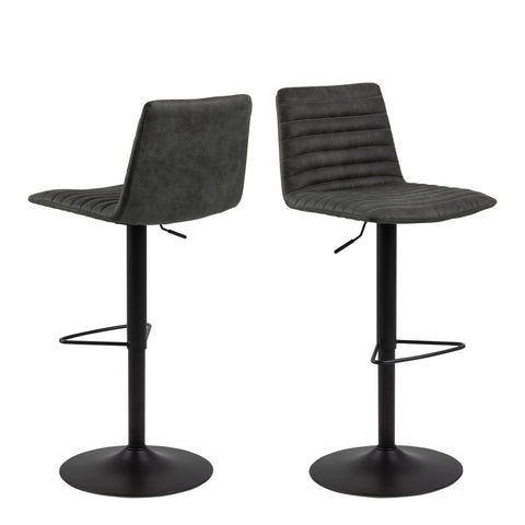 Kimmy Bar Stool in Grey Fabic Set of 2 — front view