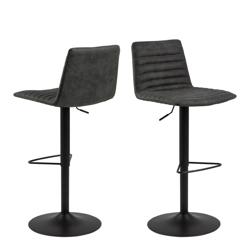 Kimmy Bar Stool in Grey Fabic Set of 2 — front view