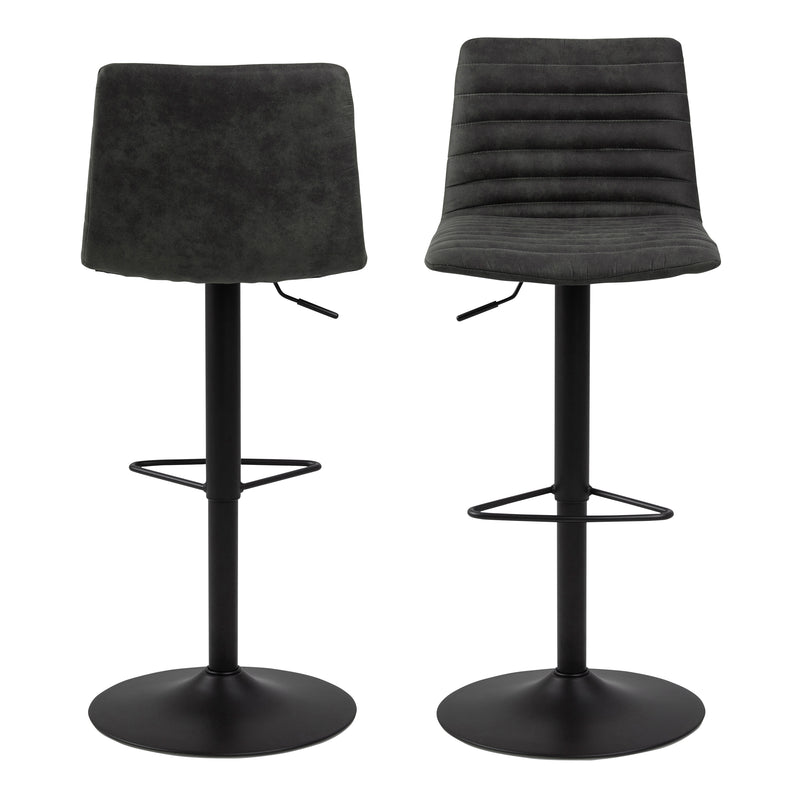 Kimmy Bar Stool in Grey Fabic Set of 2 — side angle