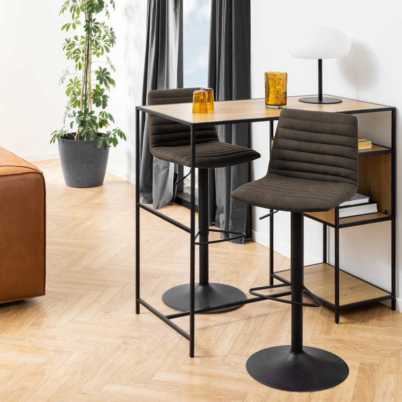 Kimmy Bar Stool in Grey Fabic Set of 2 — view
