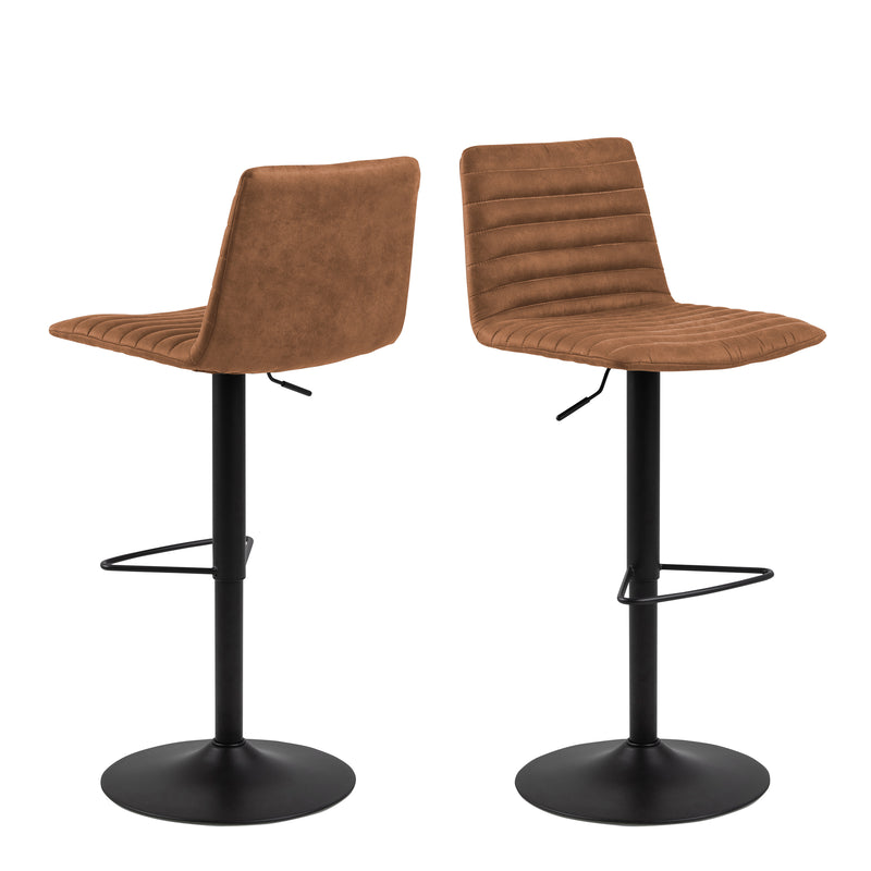 Kimmy Bar Stool with  Brown Fabric in Set of 2 — front view