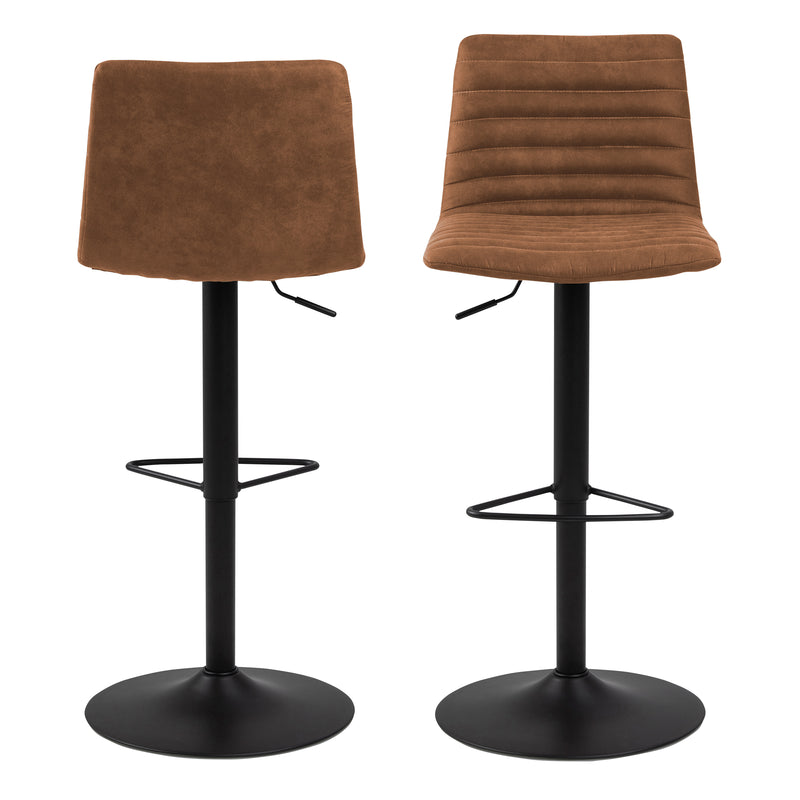 Kimmy Bar Stool with  Brown Fabric in Set of 2 — side angle
